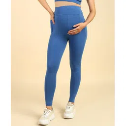 Zelena Solid  Ultrastretch Maternity Leggings  -  Blue-picture-19