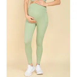 Zelena Solid Ultrastretch  Maternity Leggings With Pocket -  Pistachio Green-picture-11