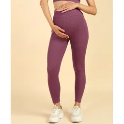 Zelena Solid Ultrastretch  Maternity Leggings With Pocket - Rosewood image 1