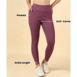 Zelena Solid Ultrastretch  Maternity Leggings With Pocket - Rosewood image 3