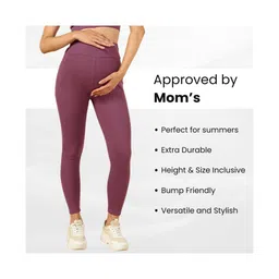 Zelena Solid Ultrastretch  Maternity Leggings With Pocket - Rosewood image 5