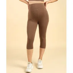 Zelena Ultra Stretch Solid Maternity Capri -  Brown Milange-picture-37
