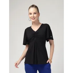 Zelena Viscose Elastane Maternity Top -Black-image-34