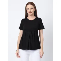 Zelena Viscose Elastane Maternity Top - Black-image-35