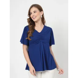 Zelena Viscose Elastane Maternity Top -Royal Blue-image-33