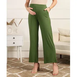 Zelena Viscose Extra Stretchable Solid Maternity Trouser - Green-image-15