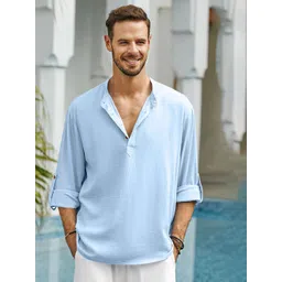 ZELINCO Men Solid Cotton Blend Kurta-picture-10