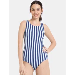 Zelocity by Zivame Women Full Coverage Striped Round Neck Bodysuit-picture-19