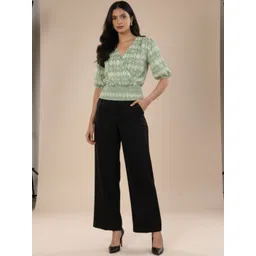 Zenava by Myntra Print Puff Sleeve Wrap Top-image-17