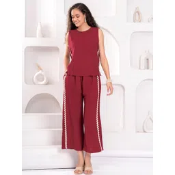 Zenava by Myntra Women Round Neck Top With Trousers Co-Ords-image-29