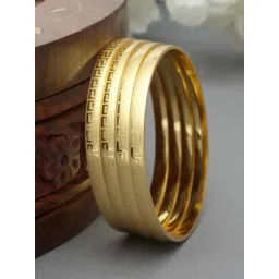 Zeneme 24 K Gold Plated Textured Bangles for Women Set of 4-picture-38