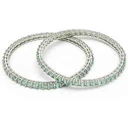 zeneme American Diamond Silver Plated Jewellery Brasss Bangles for Women and Girls-picture-13