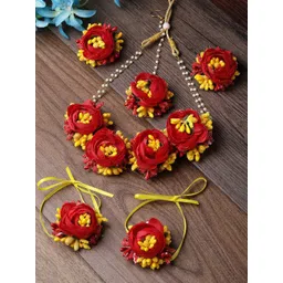 ZENEME Floral Beaded Haldi & Mehendi Jewellery Set-picture-37