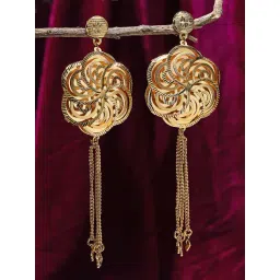 Zeneme Gold Plated Alloy Floral Dangler Earrings-picture-36