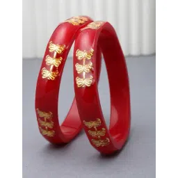 Zeneme Gold Plated Butterfly Premium Synthetic Bangles for Women & Girls Set of 2-picture-48