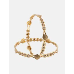 Zeneme Gold Plated CZ Studded Bangles for Women Set of 2-picture-11