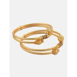 Zeneme Gold Plated Golden Enigma Bangle for Women Set of 2-picture-30