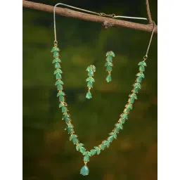 Zeneme Gold Plated Green AD Studded Jewellery Set-picture-20