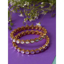 Zeneme Gold Plated Kundan Studded Bangles for Women Set of 2-picture-24