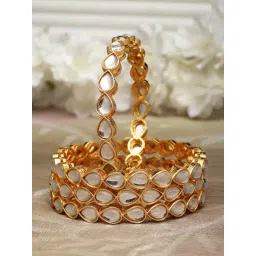 Zeneme Gold Plated Kundan Studded Bangles for Women Set of 4-picture-22