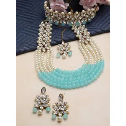 Zeneme Gold Plated Kundan Studded Layered Jewellery Set-picture-34