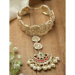 ZENEME Gold-Plated Kundan Studded Vilandi Sheeshphool-picture-10
