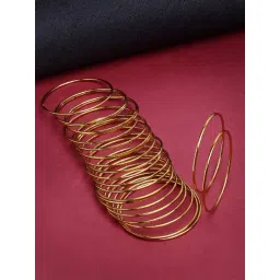 Zeneme Gold Plated Oxidised Minimal Bangles for Women Set of 24-picture-19