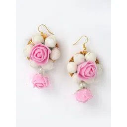 ZENEME Gold-Plated Pearl Gota Patti Flower Jewellery Set image 4