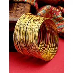 Zeneme Gold Plated Textured Bangles for Women & Girls Set of 24-picture-39