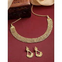 ZENEME Gold-Plated Textured With Intricate Detailing Necklace Set-picture-12