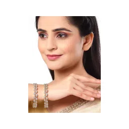 ZENEME Gold-Plated White American Diamond Studded Bangles for Women-picture-12