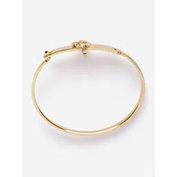 Zeneme Gold Plated White & Red CZ Studded Openable Cuff Bracelet image 5