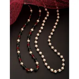 Zeneme Gold Plated White Pearl Beaded Necklace Set of 2-picture-23