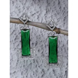 ZENEME Green Geometric Drop Earrings-picture-32