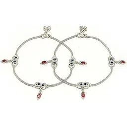 zeneme Minimal Silver Toned Cubic Zirconia Studded Stylish Anklet For Girls and Women | Ethenic Payal for Women & Girls-picture-28