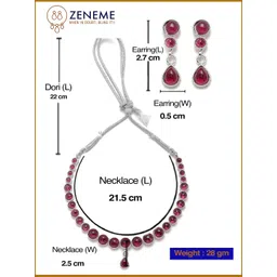 ZENEME Oxidised Rhodium-Plated American Diamond-Studded Jewellery Set image 4