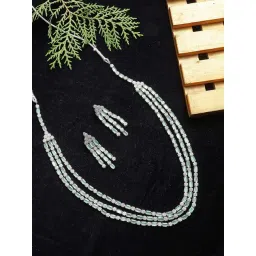 Zeneme Rhodium Plated AD Stone Studded Layered Jewellery Set-picture-16