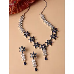 ZENEME Rhodium-Plated AD-Studded Jewellery Set-picture-11