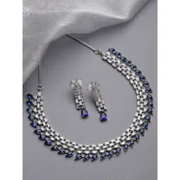 ZENEME Rhodium-Plated AD-Studded Jewellery Set-picture-26