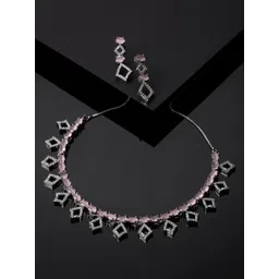 ZENEME Rhodium-Plated AD-Studded Jewellery Set-picture-12