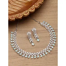ZENEME Rhodium-Plated AD-Studded Jewellery Set-picture-37