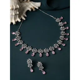 ZENEME Rhodium-Plated AD-Studded Jewellery Set-picture-19