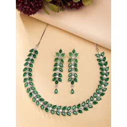 ZENEME Rhodium Plated AD Studded Jewellery Set-picture-39