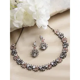 Zeneme Rhodium Plated AD Studded Jewellery Set-picture-47