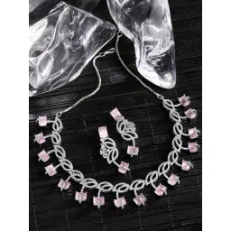 Zeneme Rhodium Plated AD Studded Jewellery Set-picture-19