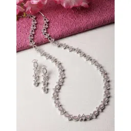 Zeneme Rhodium Plated AD Studded Jewellery Set-picture-20