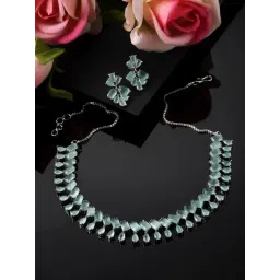 Zeneme Rhodium Plated AD Studded Jewellery Set-picture-16