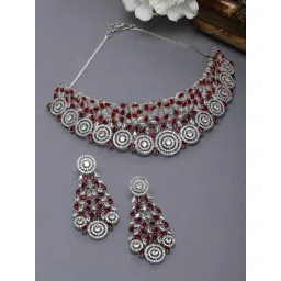 Zeneme Rhodium Plated AD Studded Jewellery Set-picture-18