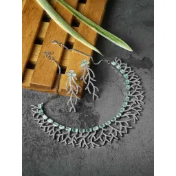 Zeneme Rhodium Plated AD Studded Jewellery Set-picture-29