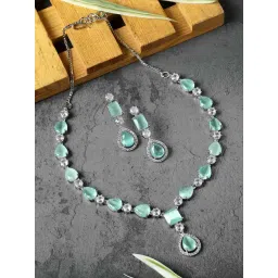 Zeneme Rhodium Plated AD Studded Jewellery Set-picture-15